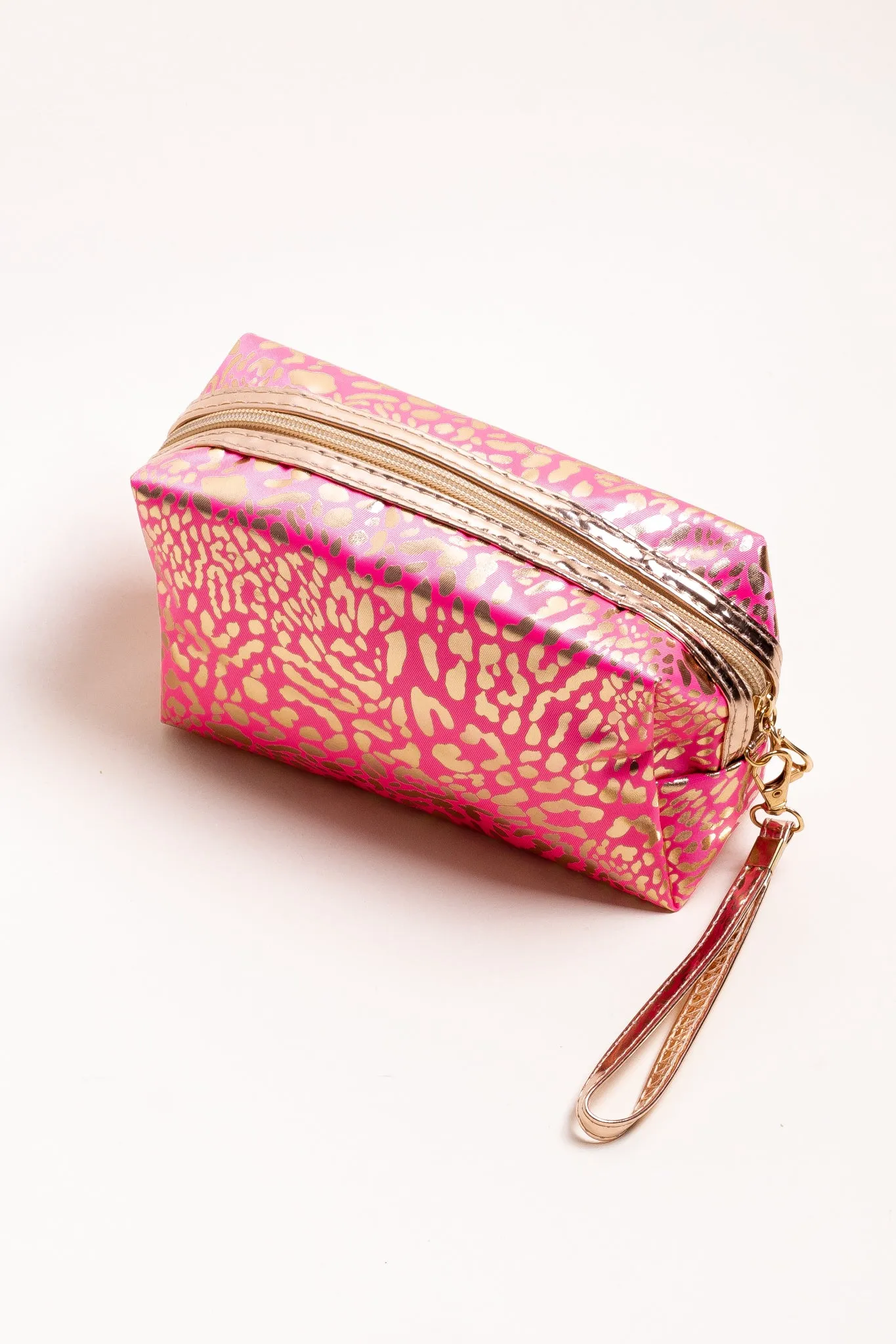 Lucky you Print Metallic Cosmetic Bag (Hot Pink)