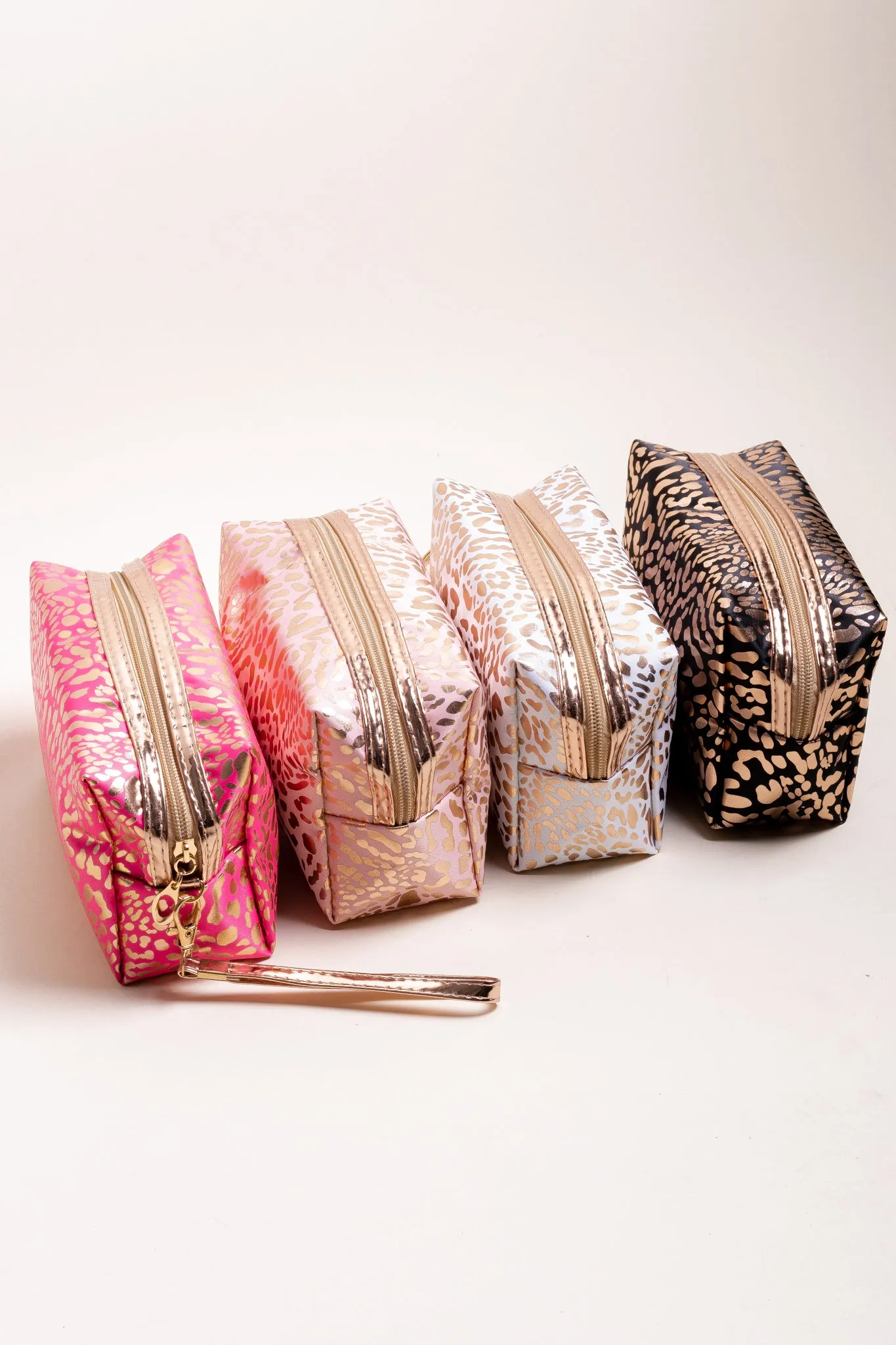 Lucky you Print Metallic Cosmetic Bag (Hot Pink)