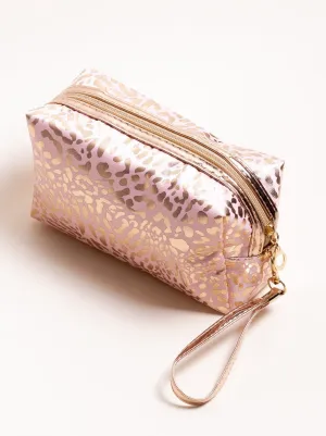 Lucky you Print Metallic Cosmetic Bag (Pink)
