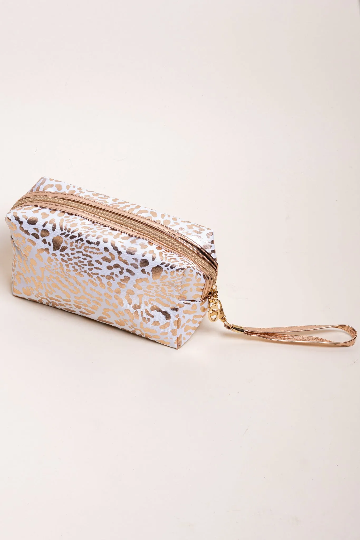 Lucky you Print Metallic Cosmetic Bag (White)