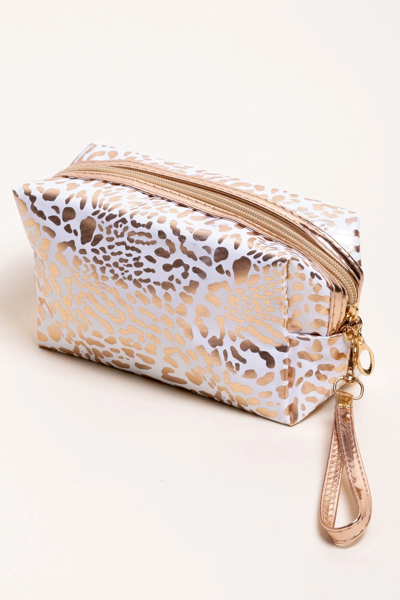 Lucky you Print Metallic Cosmetic Bag (White)