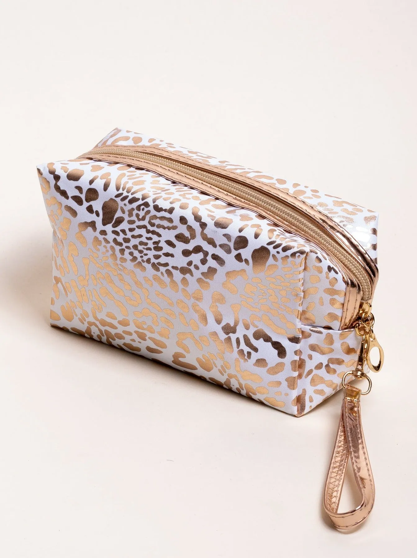 Lucky you Print Metallic Cosmetic Bag (White)