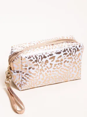 Lucky you Print Metallic Cosmetic Bag (White)