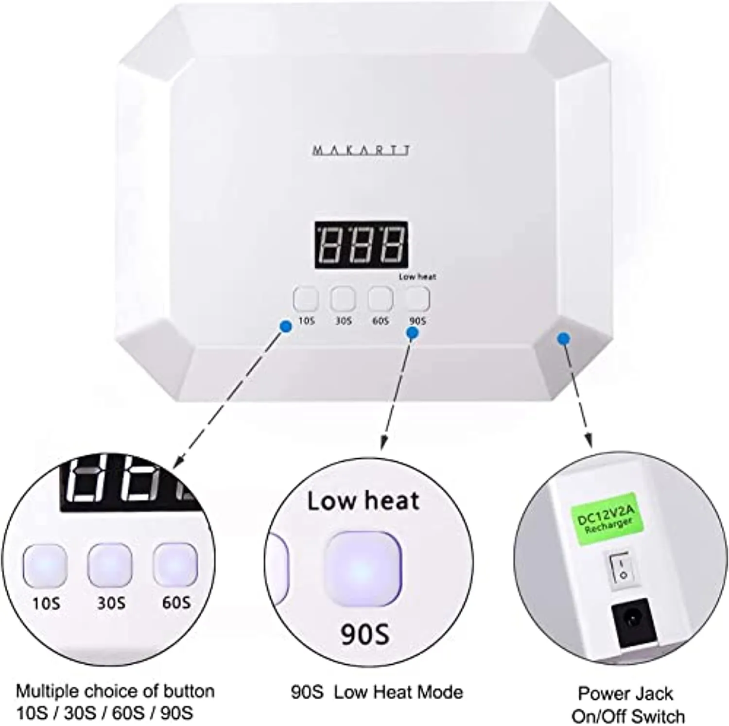 Makartt MALORY 30000RPM Nail Drill Machine Rechargeable Electric File Bundle With Rechargeable UV LED Nail Lamp 54W Professional Nail Dryer