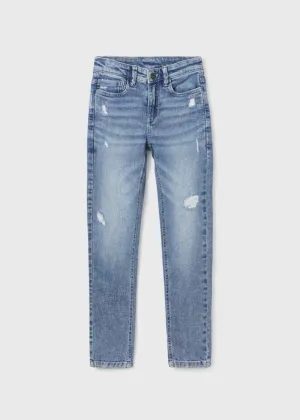 Mayoral Boys Light Washed Distressed Denim Jeans : Size 8 to 18