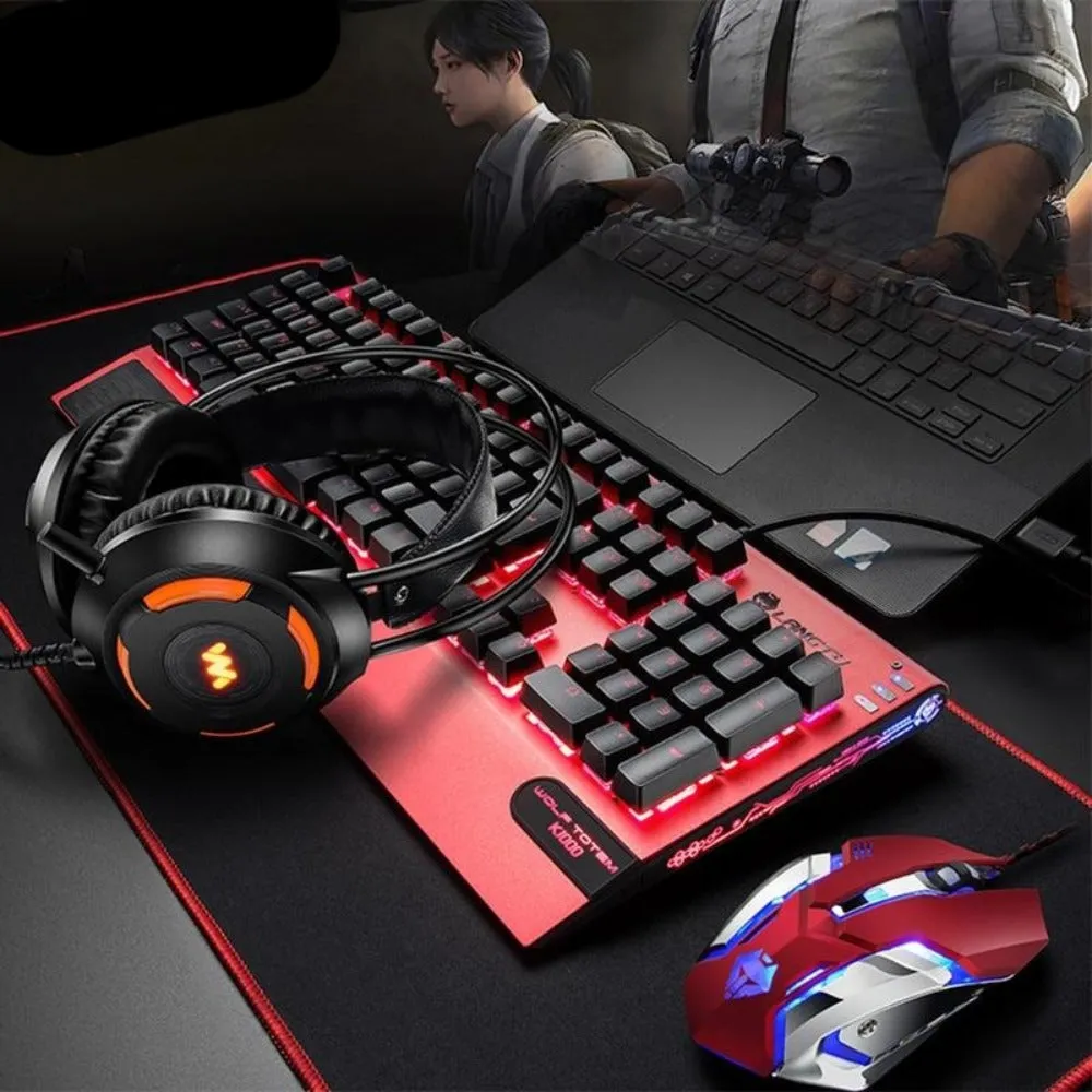 Mechanical Keyboard, Mouse With Gaming Headset  USB Wired