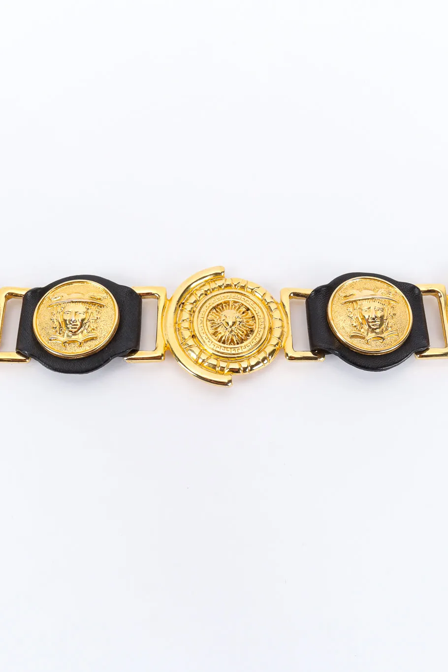 Medusa Sun Emblem Leather Belt