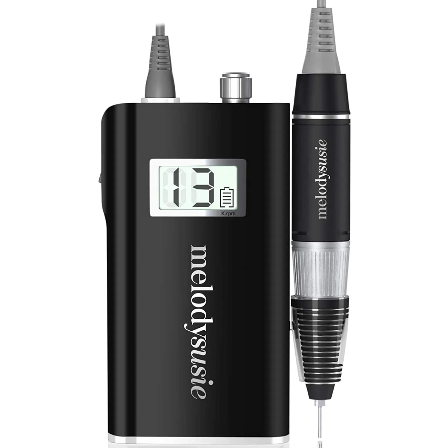 MelodySusie Professional Rechargeable 30000 rpm Nail Drill, Portable Electric E File Scamander, Acrylic Gel Grinder Tools with 6 Bits and Sanding Bands for Manicure Pedicure Shape Carve Polish (White)