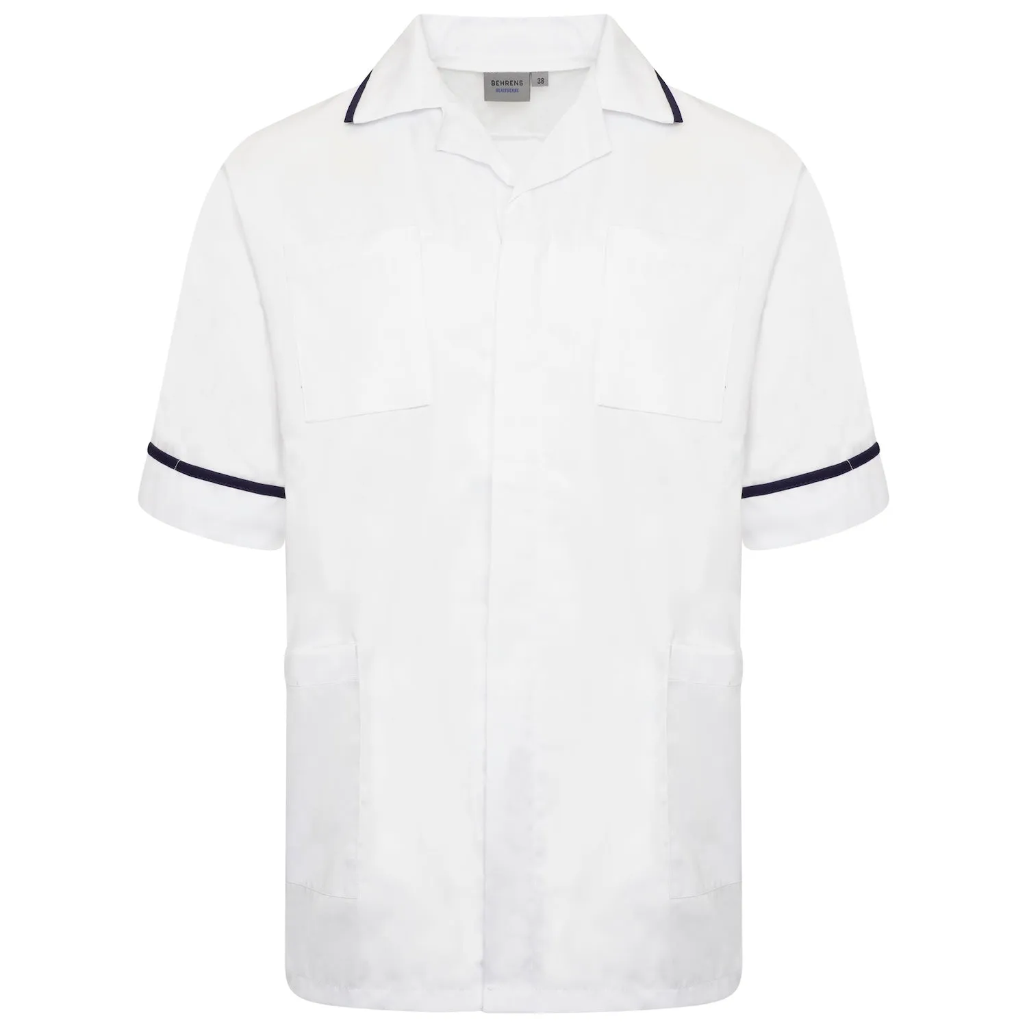 Mens Healthcare Tunic | White/Navy Trim