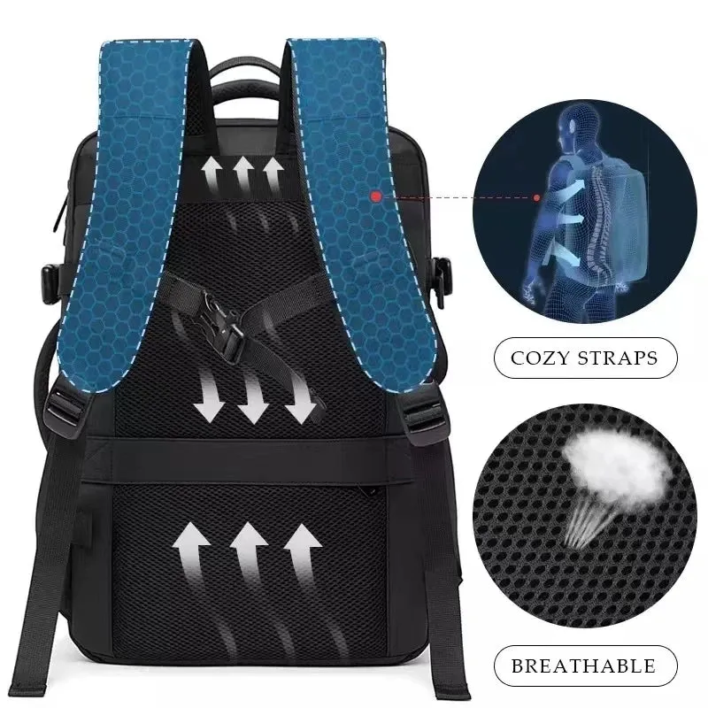 Men's Waterproof Large Capacity Hiking Travel Expandable Laptop Backpack