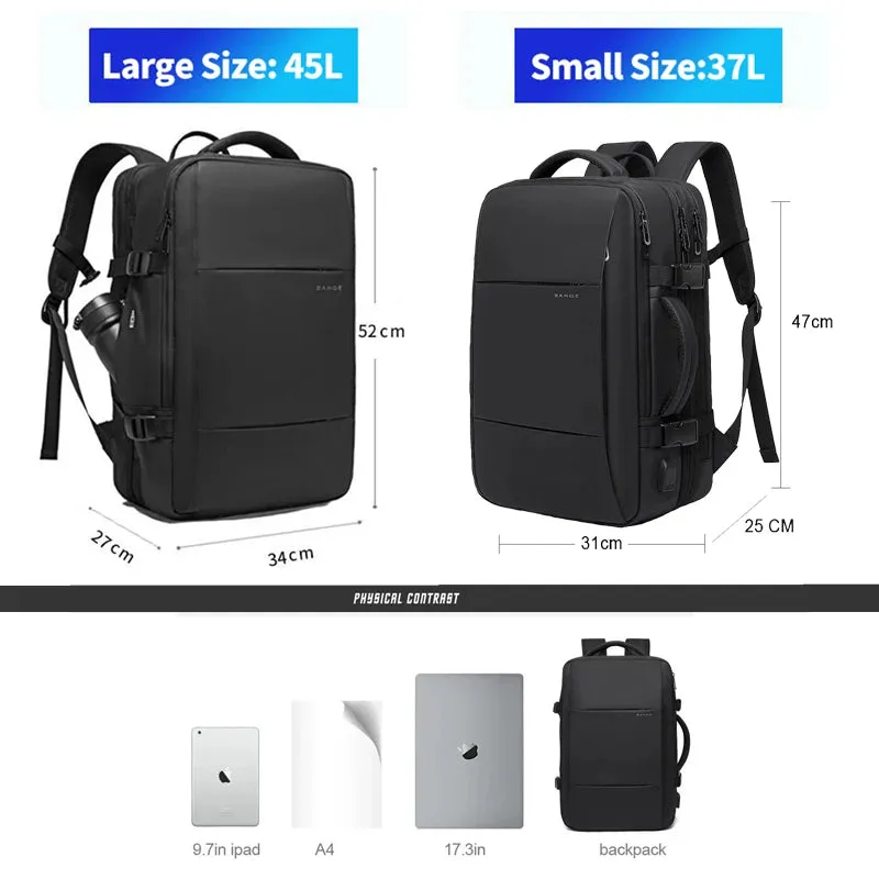 Men's Waterproof Large Capacity Hiking Travel Expandable Laptop Backpack