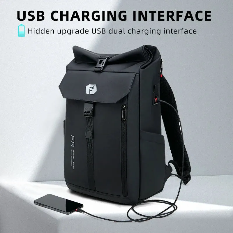 Men's Waterproof Travel Backpack with USB Charging Port