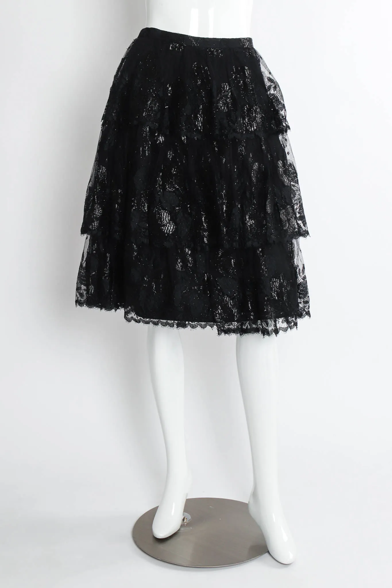 Metallic Floral Lace Top & Skirt Set