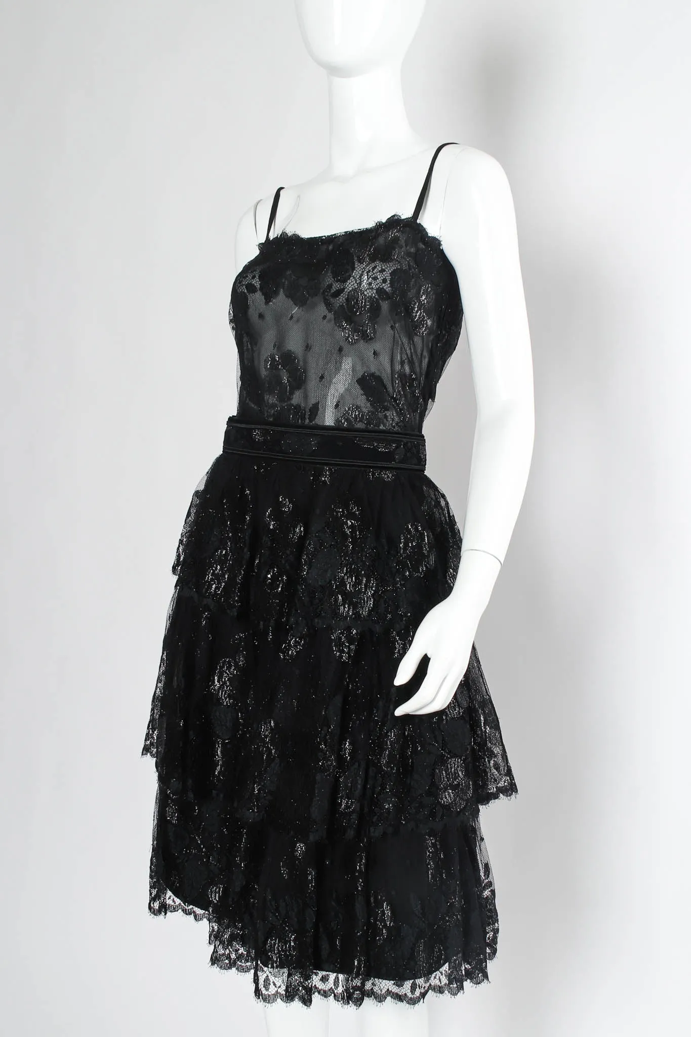 Metallic Floral Lace Top & Skirt Set