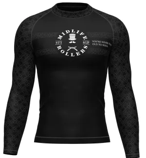 Midlife Rollers Ranked White Belt (Grey) Long Sleeve Rashguard