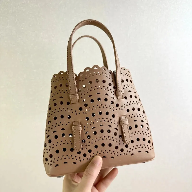 Mina Perforated Tote Bag Women New In Luxury Brand Designer Replica Bag High Quality Hollow Out Trend Fashion Chic Crossbody Bag
