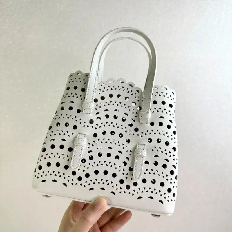 Mina Perforated Tote Bag Women New In Luxury Brand Designer Replica Bag High Quality Hollow Out Trend Fashion Chic Crossbody Bag