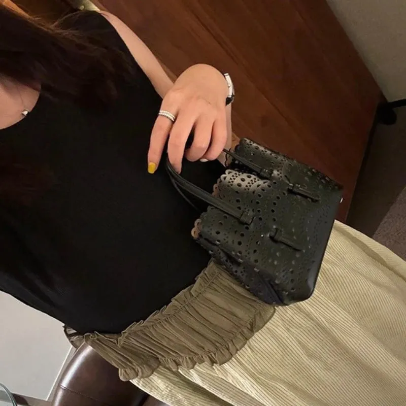 Mina Perforated Tote Bag Women New In Luxury Brand Designer Replica Bag High Quality Hollow Out Trend Fashion Chic Crossbody Bag