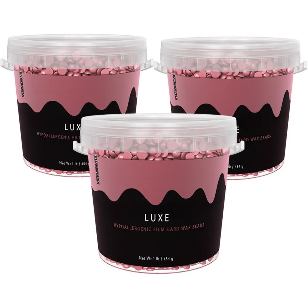 Miss Cire LUXE - Hypoallergenic Vegan Film Hard Wax - Stripless Wax / 1 Lb. - 454 grams Bucket of Beads X 3 Buckets = 1.35 Kilo Case (3 Lbs.)