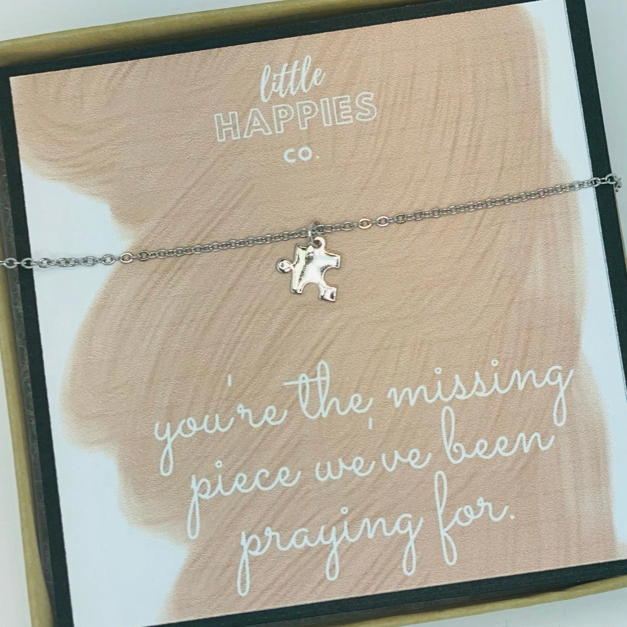 Missing piece, Puzzle necklace, Symbolic gift, Necklace   card, Gift for girlfriend anniversary, Gift for wife, Necklace with card