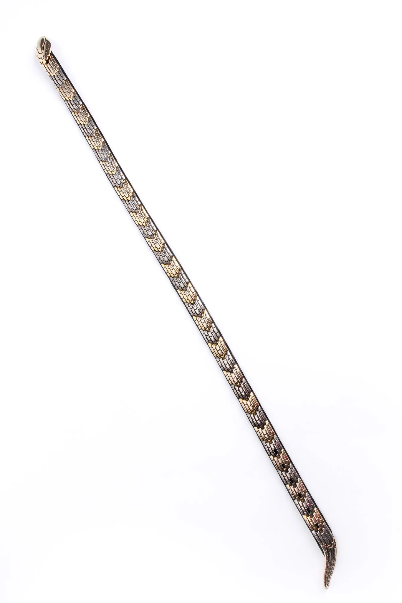 Mixed Metal Leather Snake Belt