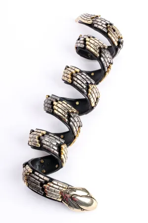Mixed Metal Leather Snake Belt