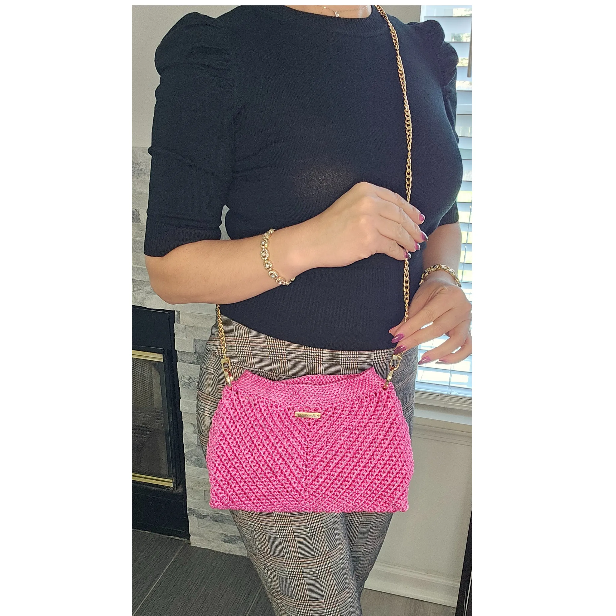 Modern Macrame Crossbody – Exclusive Handcrafted with Gold Accents