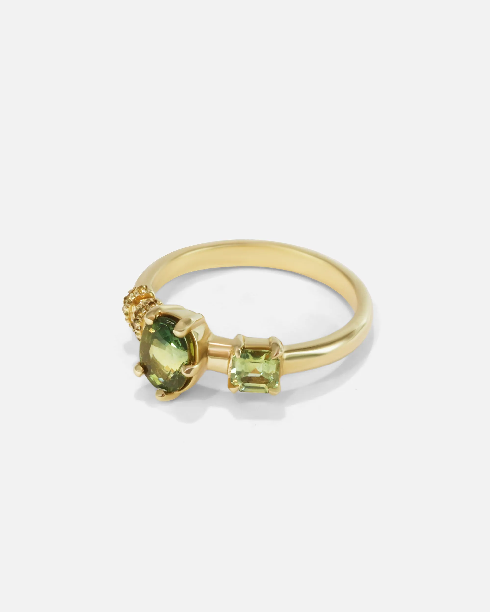 Monoceros Nebula Green Asscher Sapphire Ring