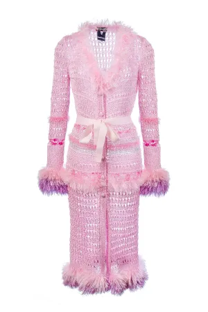 Monroe Pink Handmade Knit Cardigan-Dress