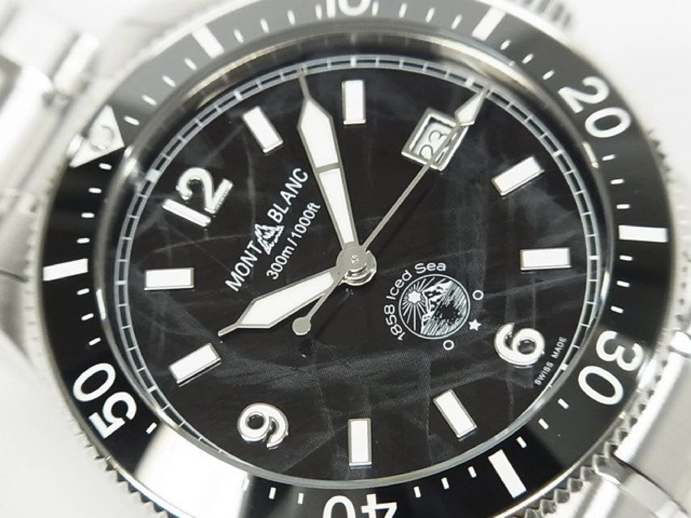 MONTBLANC 1858 Iced Sea Automatic date Ref.MB129371 rubber belt  Genuine goods Mens 184607294