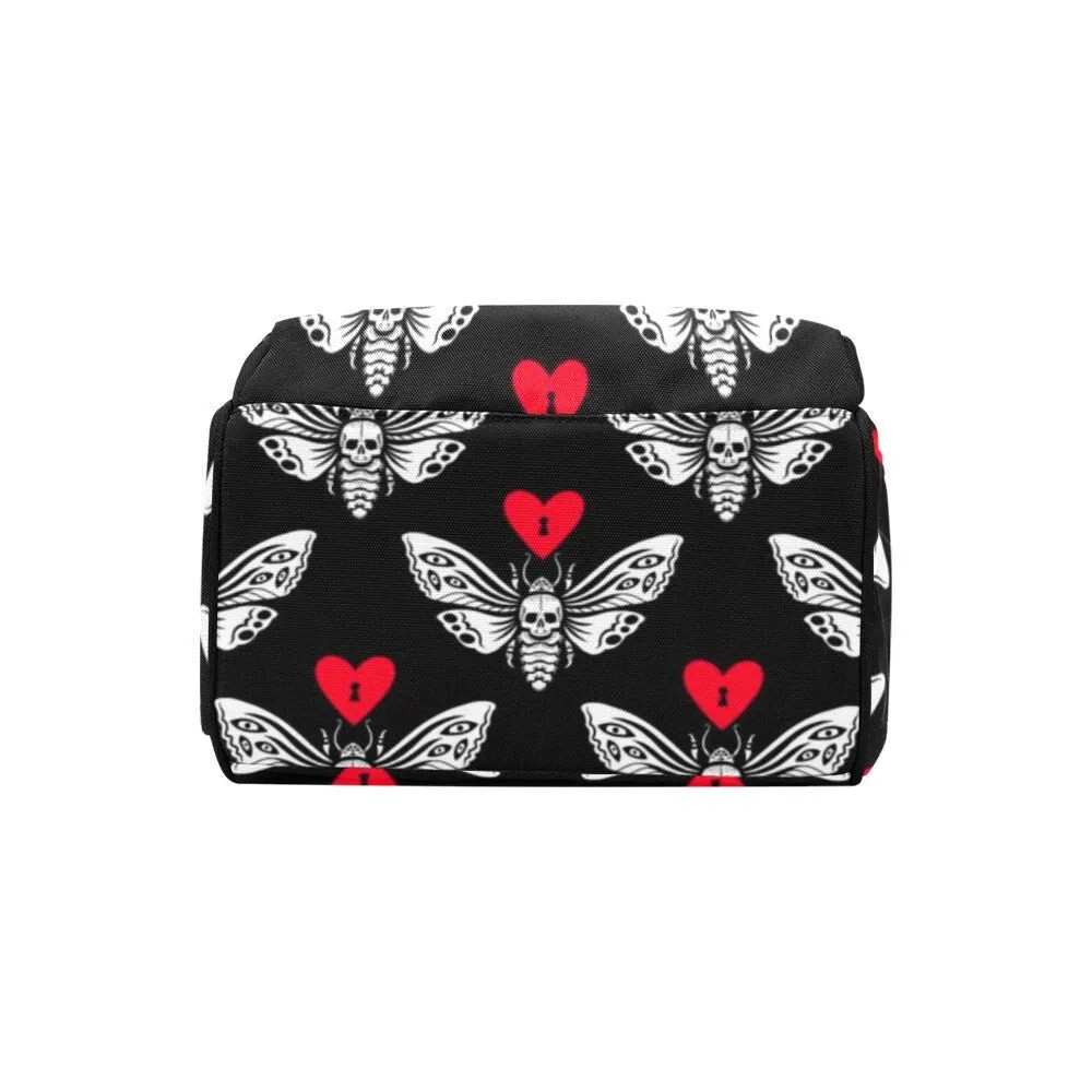 Moth Goth Diaper Bag Backpack Celestial Witchy Goth Baby Shower Gift Idea Insulated Travel Bottle Cooler Boho Moms Dads New Parents Newborn