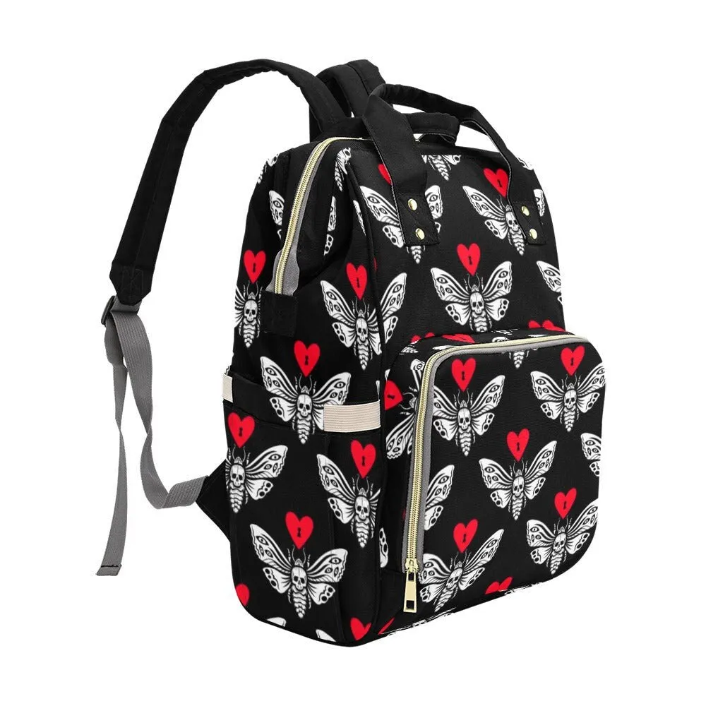 Moth Goth Diaper Bag Backpack Celestial Witchy Goth Baby Shower Gift Idea Insulated Travel Bottle Cooler Boho Moms Dads New Parents Newborn