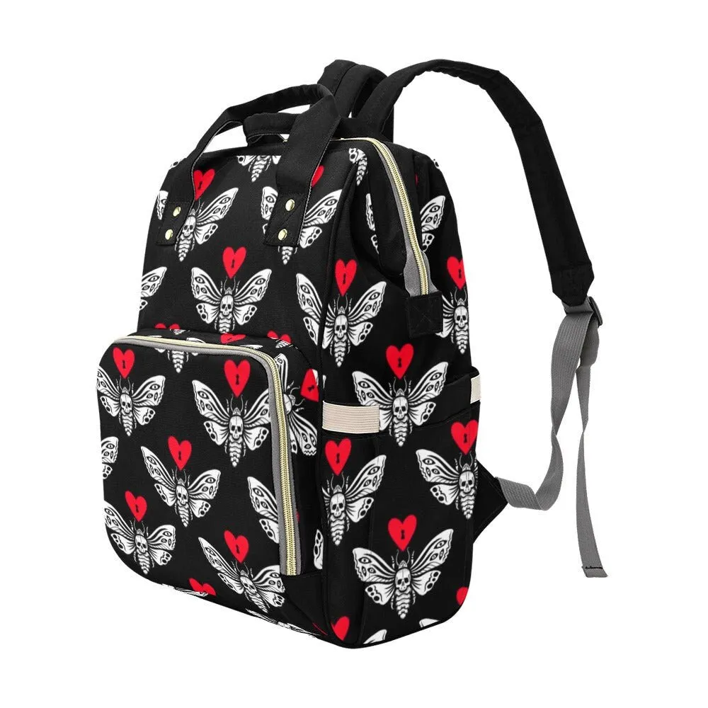 Moth Goth Diaper Bag Backpack Celestial Witchy Goth Baby Shower Gift Idea Insulated Travel Bottle Cooler Boho Moms Dads New Parents Newborn