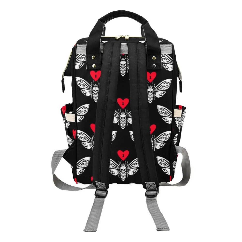 Moth Goth Diaper Bag Backpack Celestial Witchy Goth Baby Shower Gift Idea Insulated Travel Bottle Cooler Boho Moms Dads New Parents Newborn