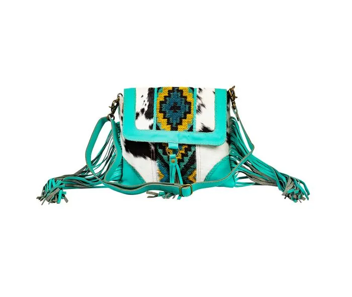 Myra Bag Tonga Ridge Canvas & Hairon Bag in Turquoise