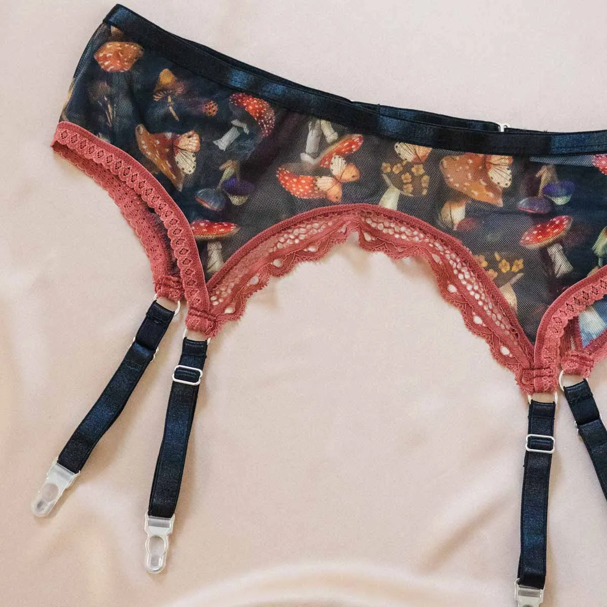 Mystical Mushrooms Adjustable Garter Belt