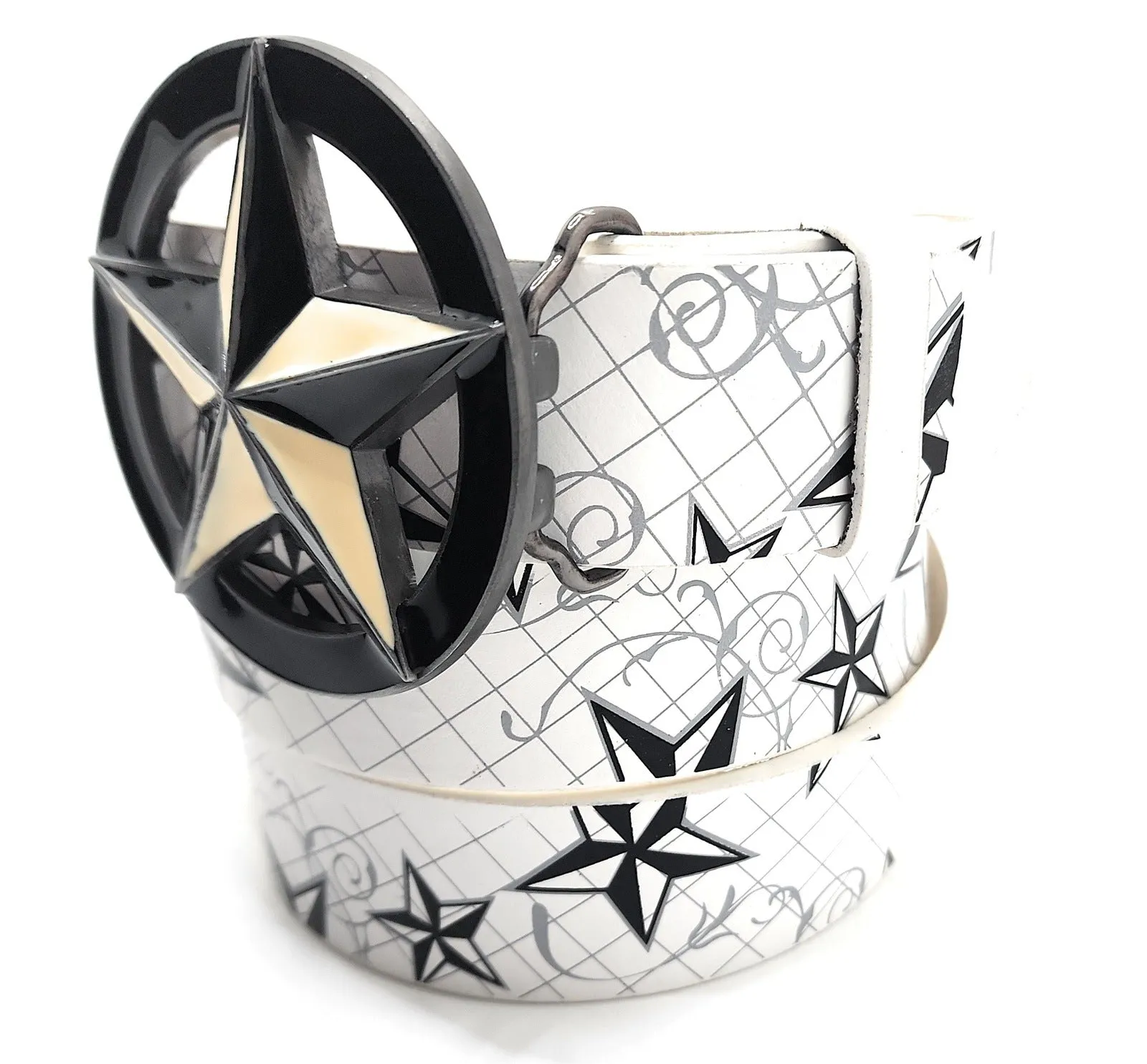 Nautical Star Buckle & Nautical Star White Belt