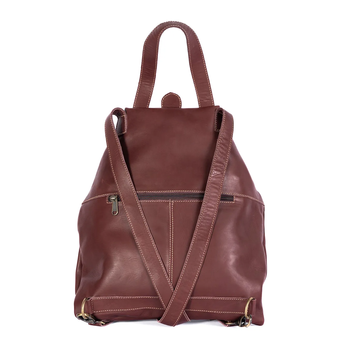 Ncumisa : Leather Backpack in Raisin Relaxa
