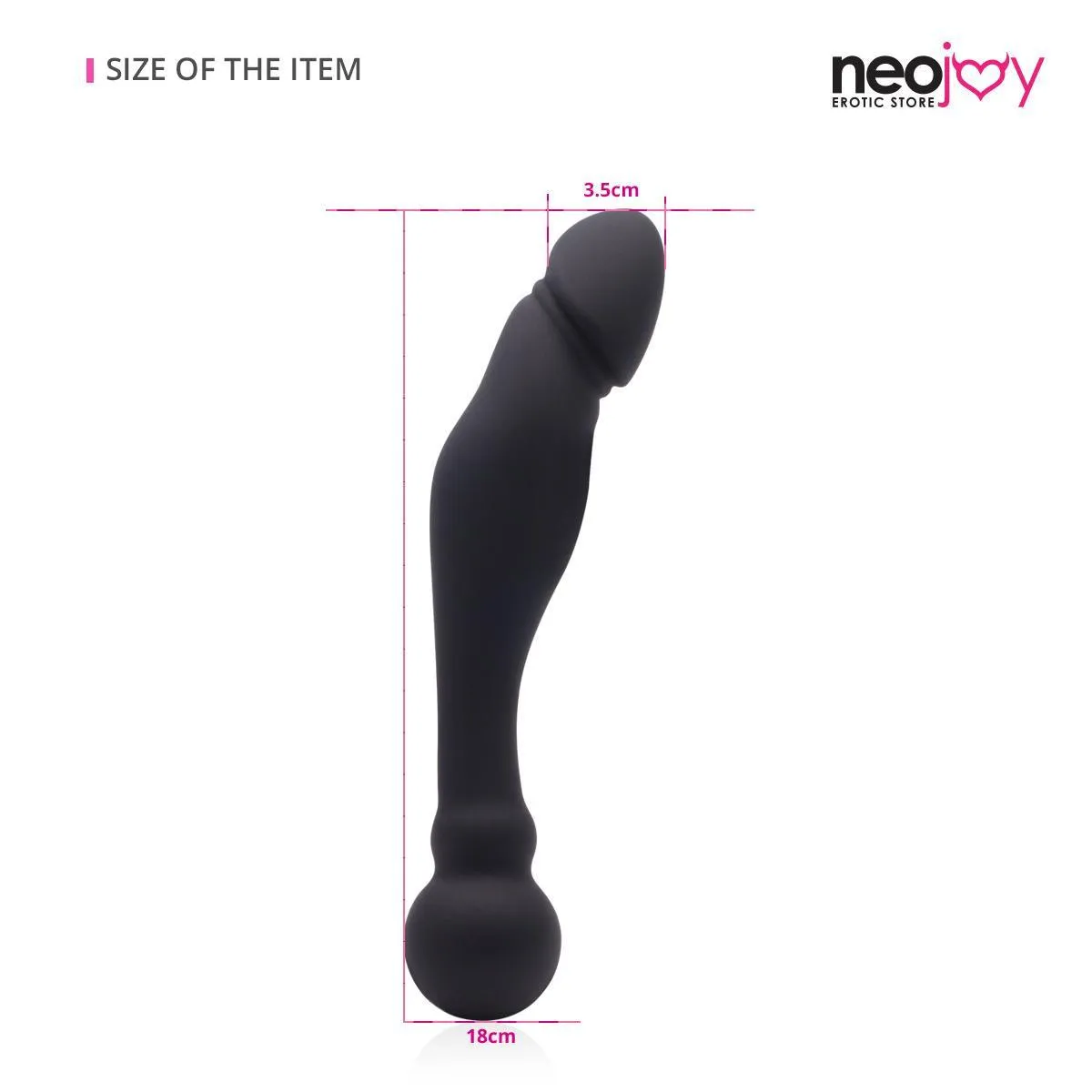 Neojoy - Anal Dildo Silicone - Black - 18cm - 7.1 inch