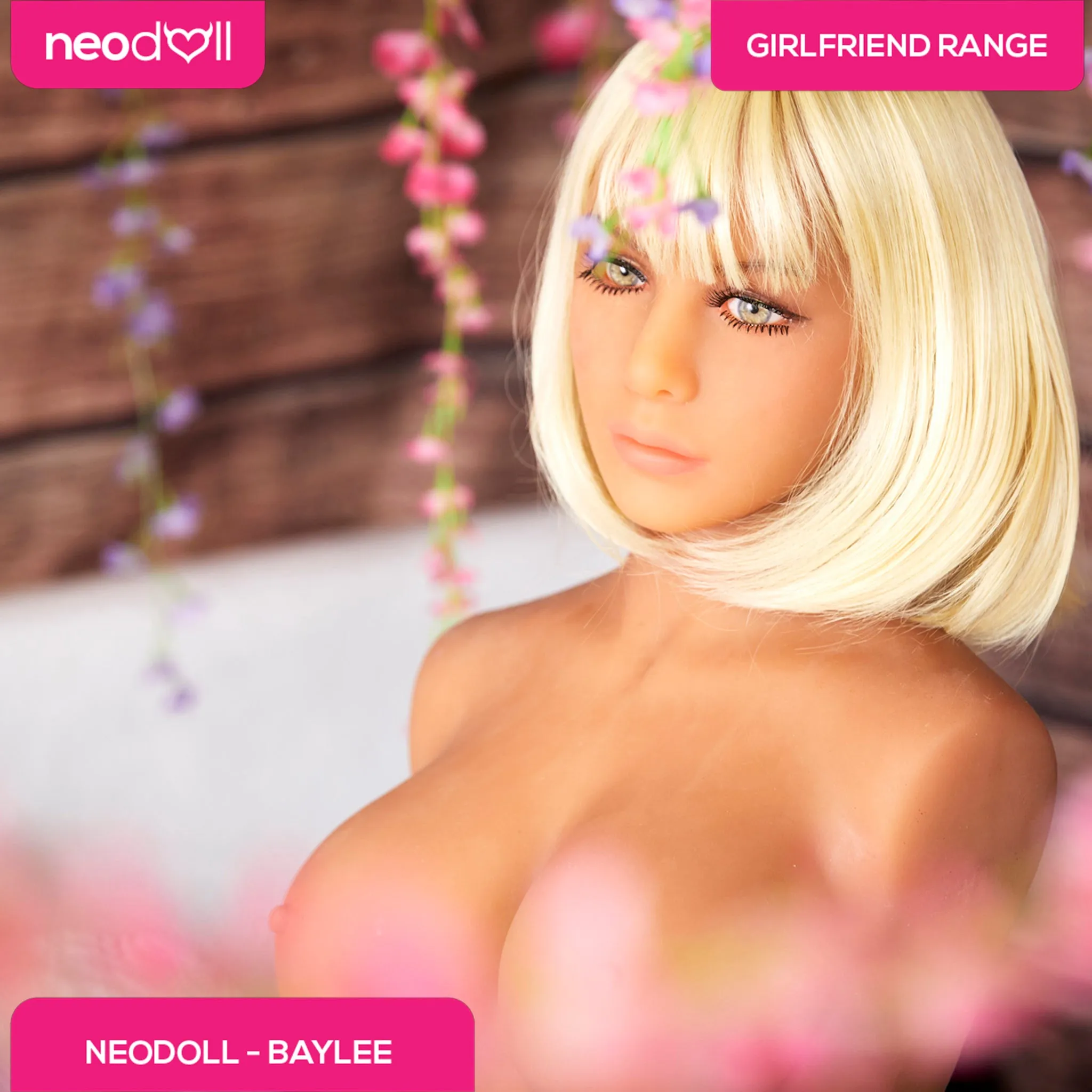 Neojoy Easy Torso With Girlfriend Baylee Head - Realistic Sex Doll Torso With Head Connector - Tan - 17kg