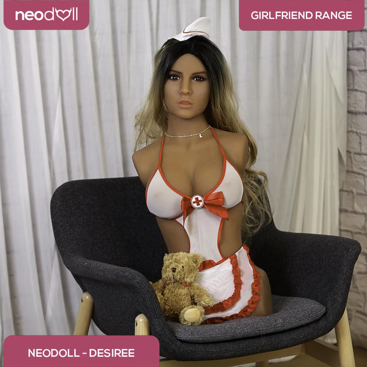 Neojoy Easy Torso With Girlfriend Desiree Head - Realistic Sex Doll Torso With Head Connector - Tan - 17kg