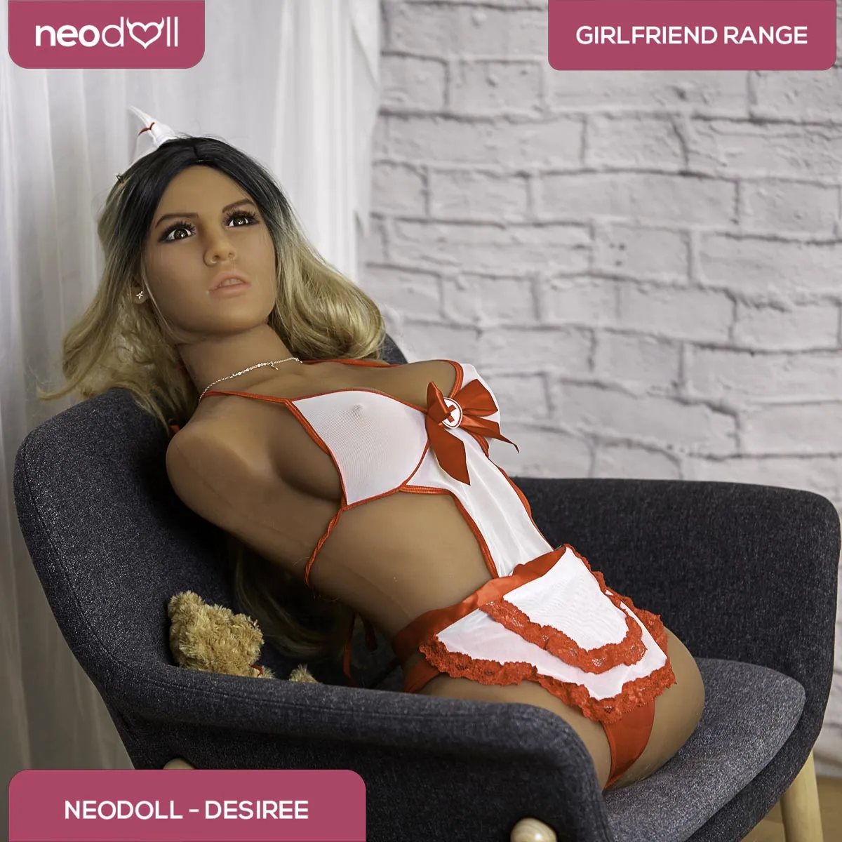 Neojoy Easy Torso With Girlfriend Desiree Head - Realistic Sex Doll Torso With Head Connector - Tan - 17kg
