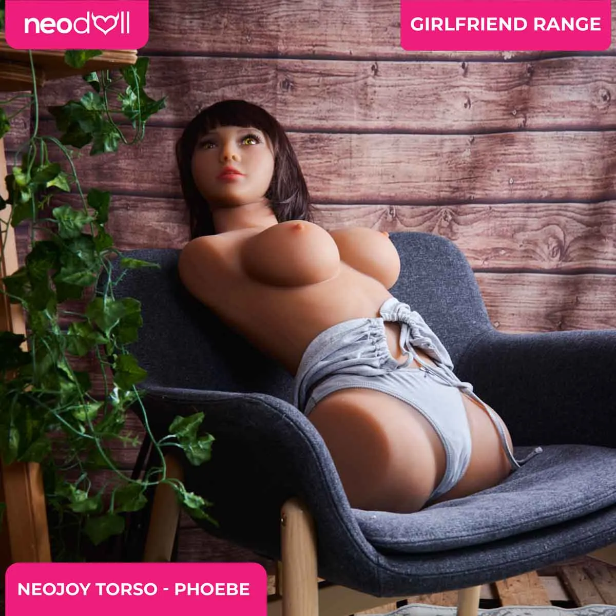 Neojoy Easy Torso With Girlfriend Phoebe Head - Realistic Sex Doll Torso With Head Connector - Tan - 17kg