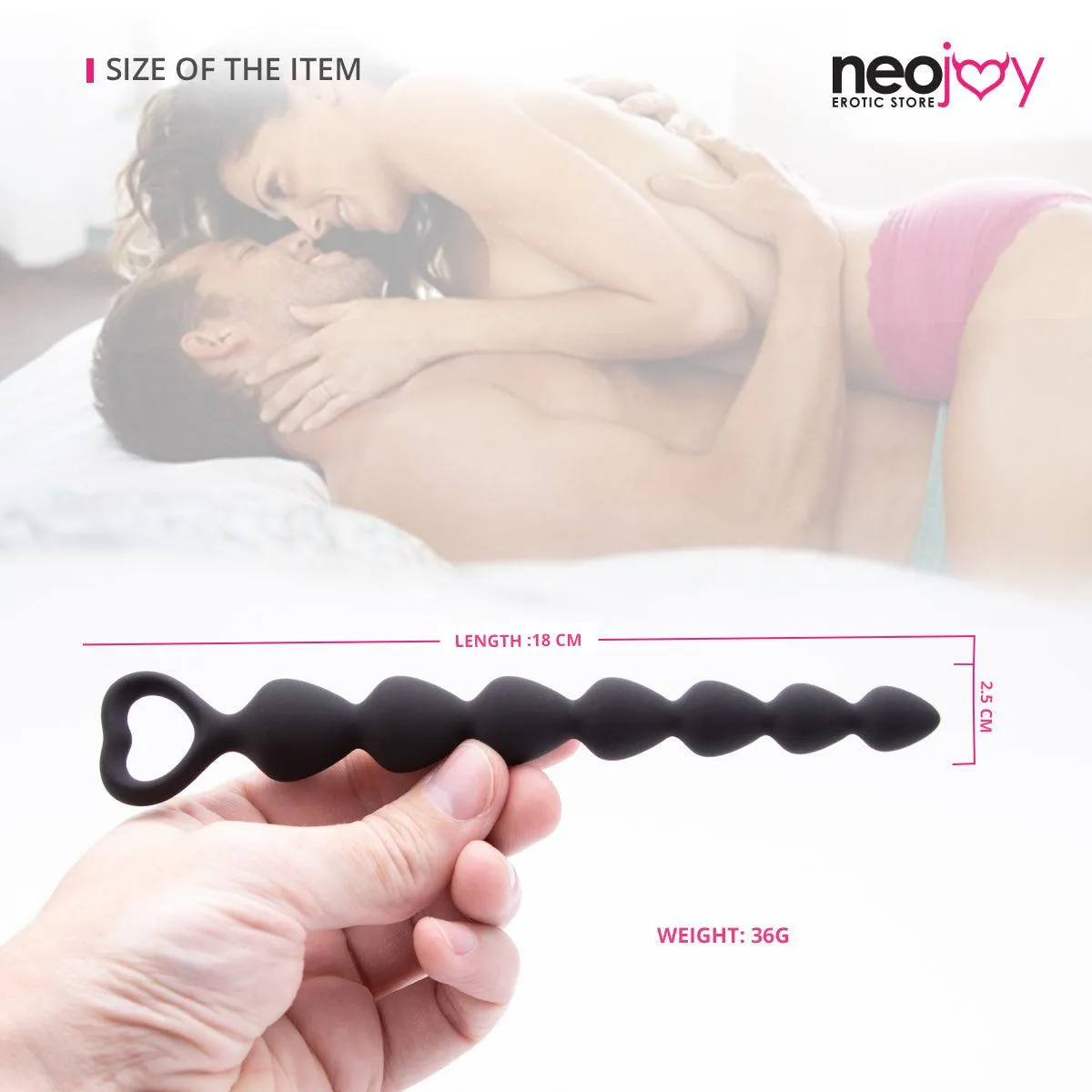 Neojoy Silicone Anal Beads Small-18cm-Black