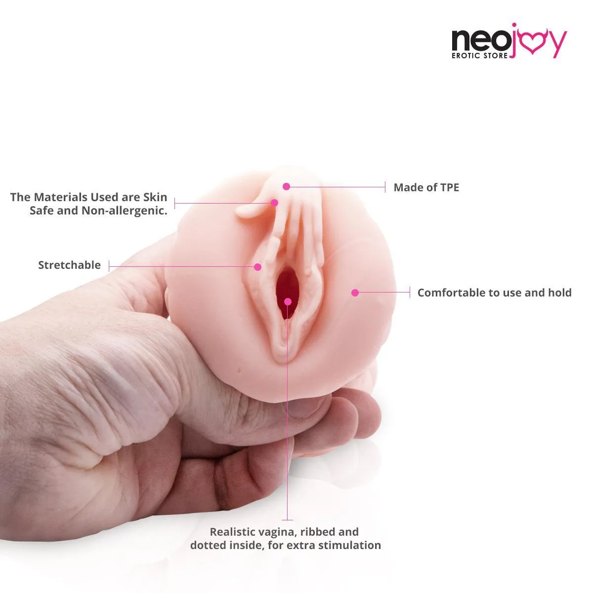 Neojoy Smart Waist Masturbator TPE Realistic Vagina & Ass - Flesh
