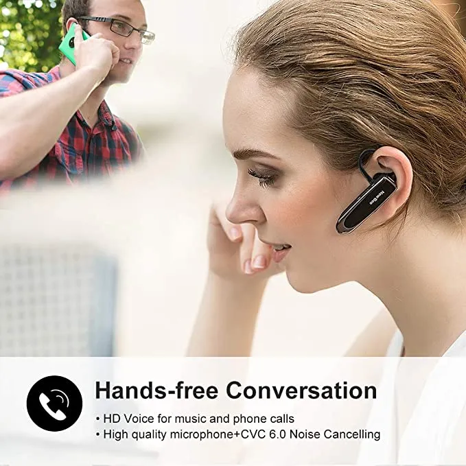 New in box! Bluetooth Headset New Bee 24Hrs V5.0 Bluetooth Earpiece Wireless Handsfree Driving Headset with Noise Canceling Mic Headset Case
