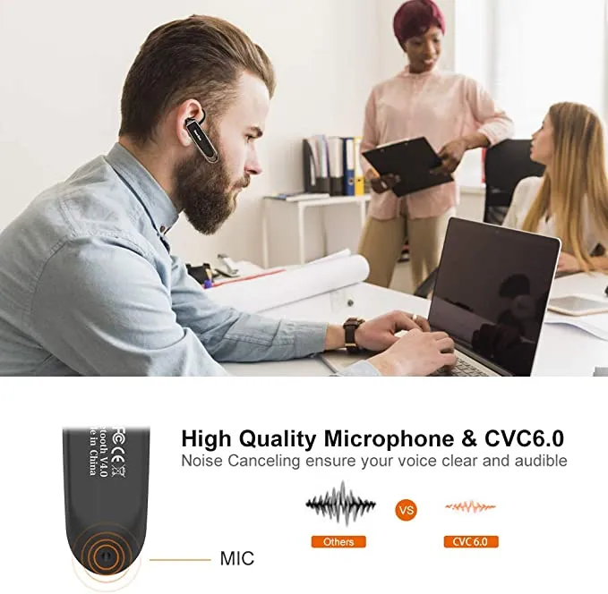 New in box! Bluetooth Headset New Bee 24Hrs V5.0 Bluetooth Earpiece Wireless Handsfree Driving Headset with Noise Canceling Mic Headset Case