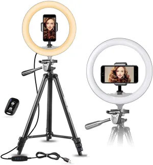 New in box! UBeesize 10" Selfie Ring Light with 50" Extendable Tripod TR50 Stand & Flexible Phone Holder for Live Stream/Makeup/YouTube Video