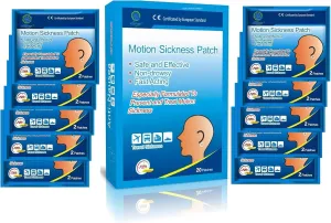 NEW KONGDY 20 Counts Seasick Patches for Adults Behind the Ear, Motion Sickness Patches for Cruise, Anti-Nausea Relief for Sick People with Non Drowsy, BB: 01/01/26