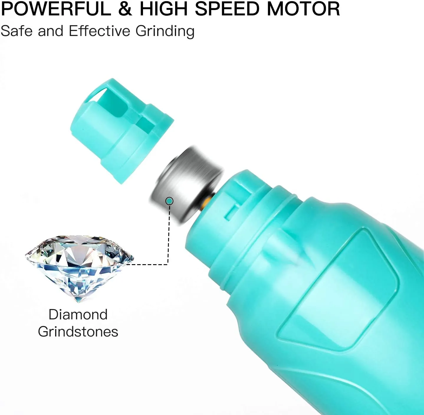 New Toozey Professional Rechargeable Nail Grinder for dogs & Cats! 2-Speed  with 2 Grinding Wheels, Low Noise, Painless!